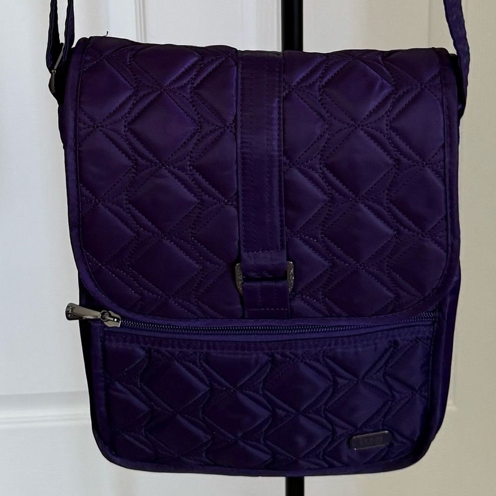 Lug Moped Purple Quilted Crossbody Bag with Adjustable Strap
